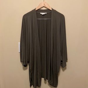Army green open cardigan
